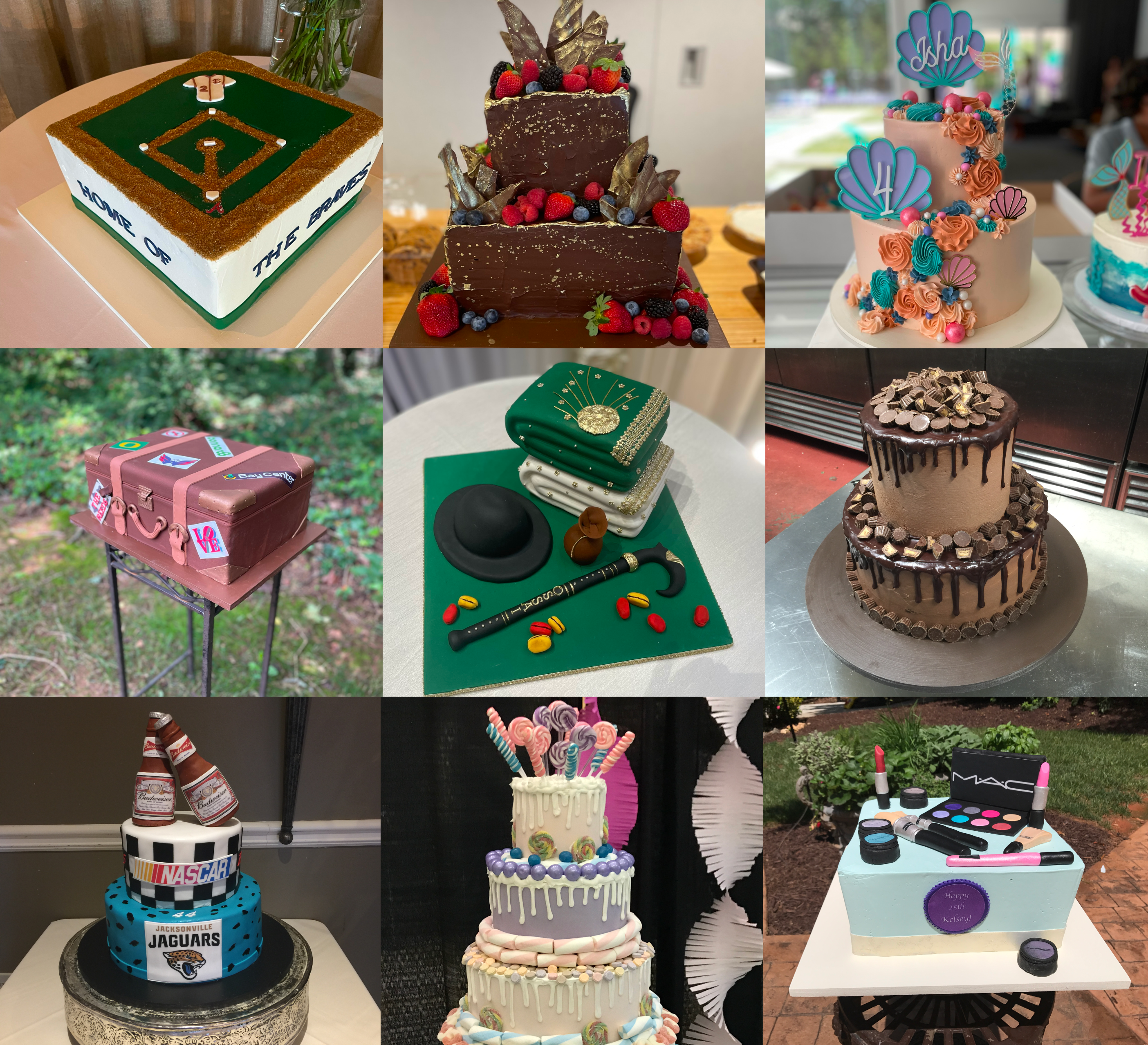 variety of custom cakes